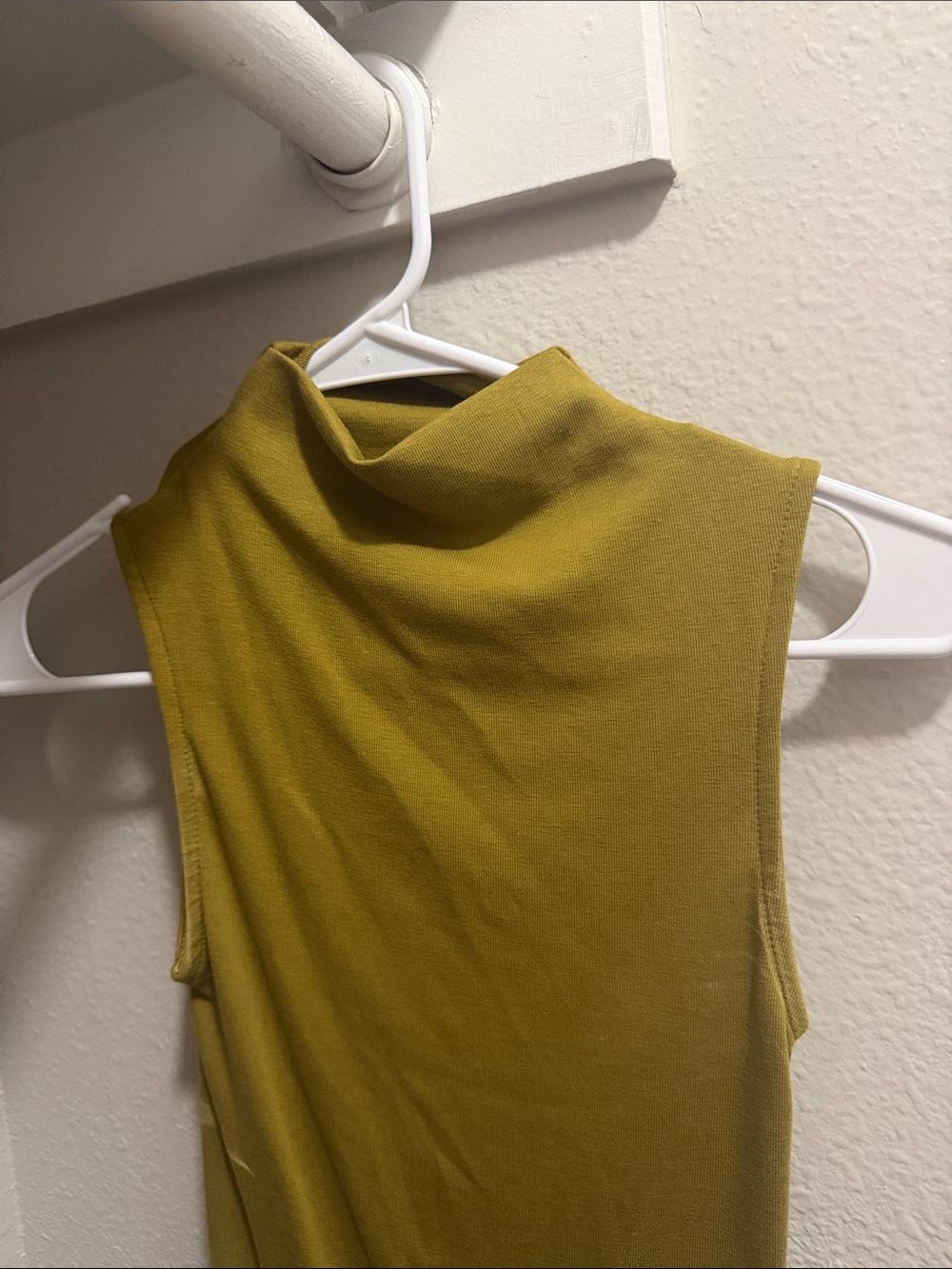 Zara Sleeveless Mock Neck Top in Mustard Green